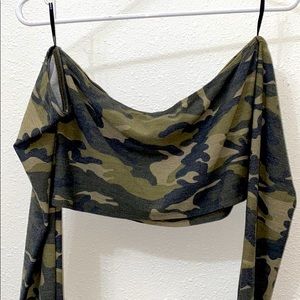 Off shoulder army crop top